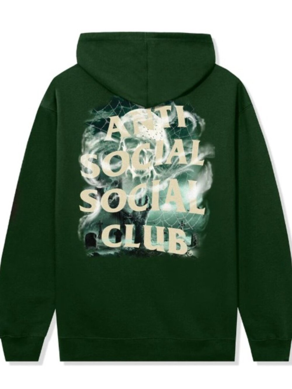 Anti Social Social Club Skull College Hoodie Green Graphic Like New, SIze L